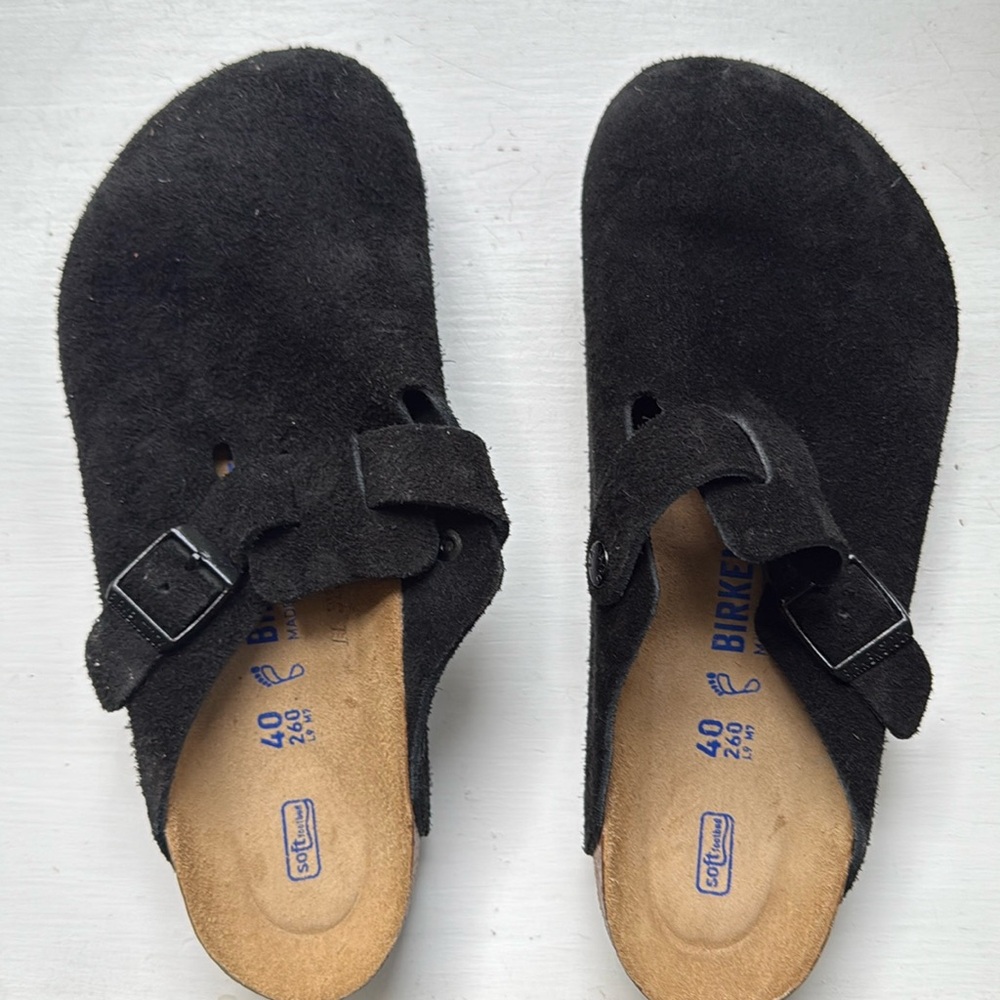 Birkenstock Boston Soft Footbed - Suede (Unisex) black